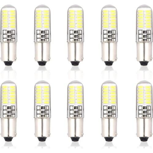 10x BA9S T4W LED Silica Gel Bulb 194 168 24SMD 3014 LED Chip License Plate Clearance Automobile Wedge Marker Car Light White 12V