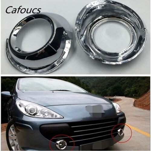 Cafoucs abs Chrome Front Fog Light lamp Frame cover trim Decoration For Peugeot 307 2pcs