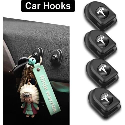 4Pcs Creative Mini Car Mounted Hooks Stickers For Tesla Model 3 Model X Model S Accessories