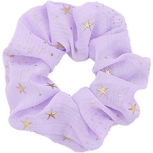 5Pcs/Set Bronzing Little Star Large Intestine Hair Tie Simple Fashion Cloth Handmade Head Rope
