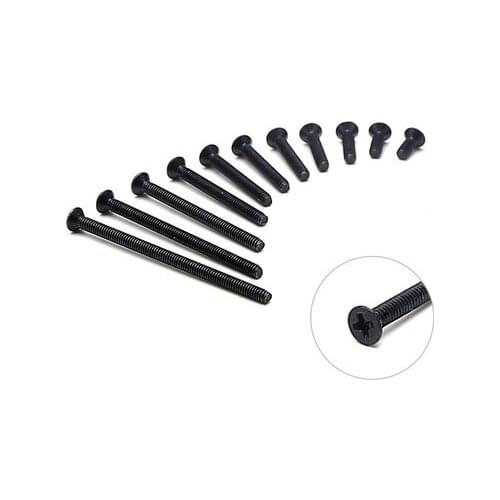 10pcs Homemade 5-40mm Black Countersunk Flat Head Screw Bolts for 1/32 Scale Tamiya Mini 4WD Car Model