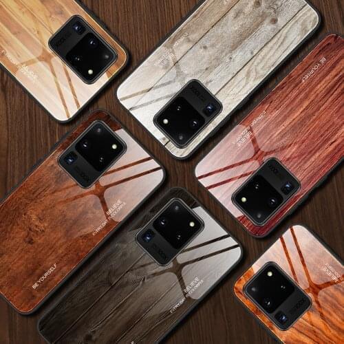 For Samsung Galaxy Note 20 Ultra Case Hard Tempered glass Wood grain protect Back Cover case for samsung galaxy note 20 note20