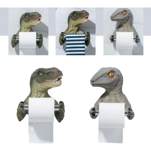 3D Dinosaur Roll Paper Holder Wall-mounted Toilet Paper Rack Tyrannosaurus Decorative Tissue Towels Holder for Bathroom Home