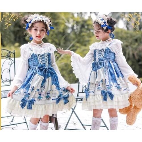 Palace Lori girl Lace Knee-length Dress sleeveless Sweet Christmas JSK Japan Style Children Lolita Dress B371