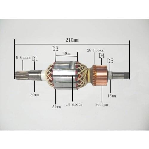 AC220-240V 9 teeth Motor Engine Rotor replace for BOSCH GSH16-28 GSH16-30 Anchor Hammer Drill