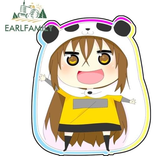 EARLFAMILY 13cm x 11.1cm For Himouto Umaru Chan Car Stickers Sunscreen Decal Anime Funny Sticker Bumper Waterproof Decoration