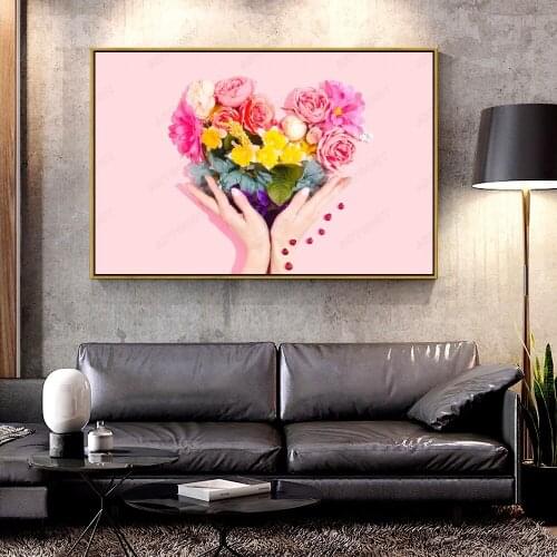 Forbeauty Oil Canvas Painting heart_flowers_bouquet For Home Decoration Wall Art