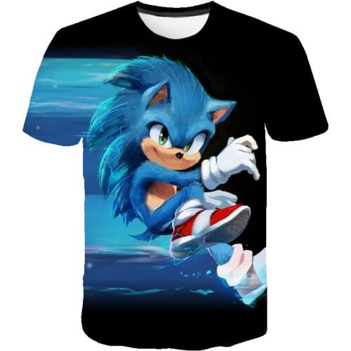 2021 Summer Kids Clothes Short Sleeve 3D Cartoon Printed Sonic T Shirt for Streetwear Teenager Xxx Boys and Girls Children Tops