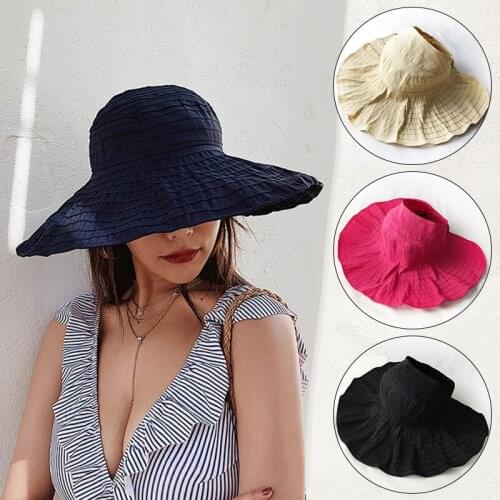 Women Summer Wide Brim Hats Fashion Baseball Cap Foldable Anti-Uv Adjustable Sun Hat Wide Brim Outdoor Beach Travel Casual Hats