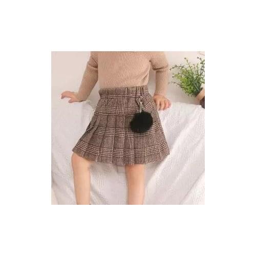 Girls Plaid Skirt Autumn Winter 2019 New Korean Baby Woolen Pleated Skirt Children Winter Plaid Tutu Skirt Kids Cute Skirts 3-9Y