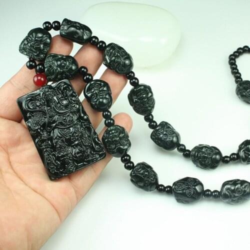 Beautiful black pendant Guan Gong natural necklace