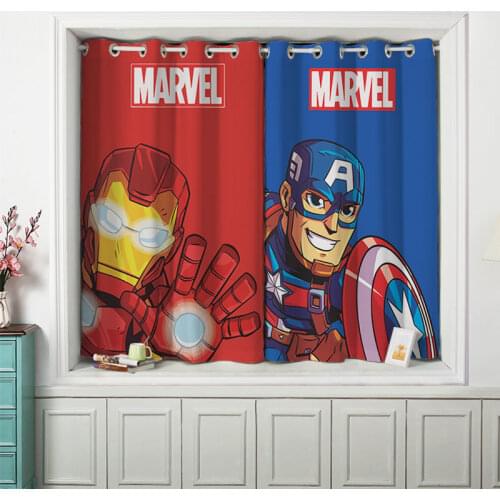 Marvel Iron Man Hulk bedroom blackout curtains bedroom bay window blackout cloth short curtain decoration can be customized