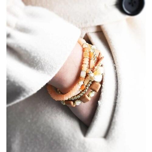 Multi-Color Bohemian Style Four-Layer Chain Custom Crystal Acrylic Beads Bracelet Womens Wedding Party Jewelry Gifts