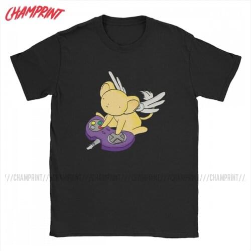 Men Sakura Card Captor Kero Playing Games T Shirt Cardcaptor Pure Cotton Tops Crazy Short Sleeve O Neck Tees Classic T-Shirt