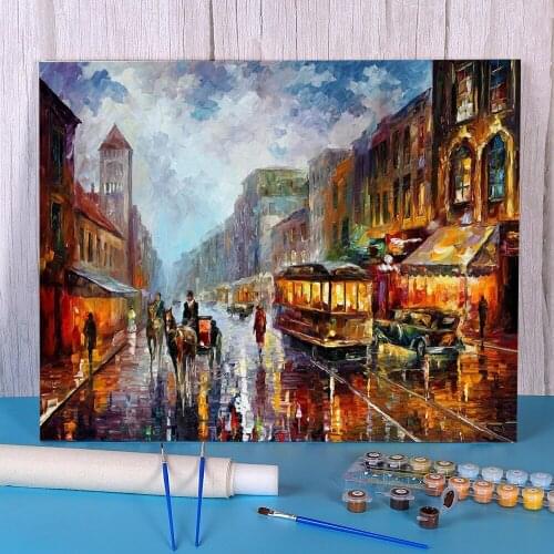 Los Angeles DIY Painting By Numbers Kit Acrylic Paints 40*50 Paiting By Numbers Loft Wall Picture Adults Handiwork