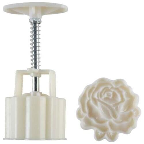 New 50g Mooncake Mold 3D Rose Flowers Design Cookie Stamp DIY Moon Cake Mold