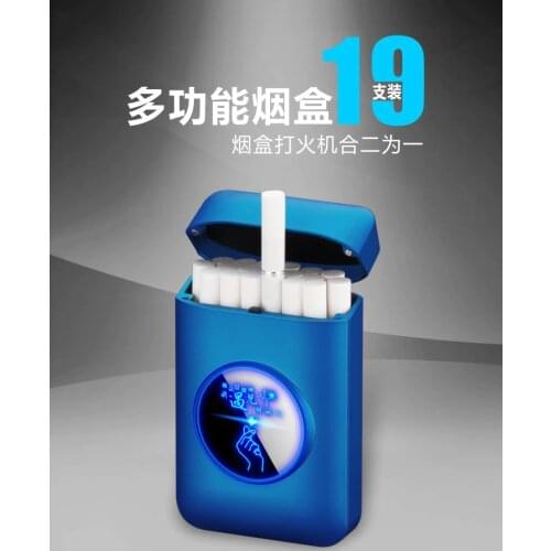 New explosion model creative rechargeable cigarette case 20 metal cigarette case charged cigarette lighter lighter