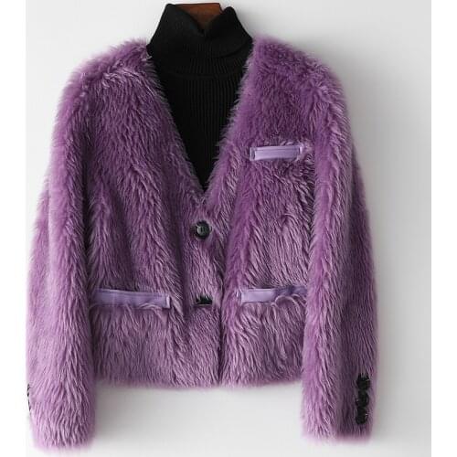 Winter Slim Women Wool Fur Coat Fashion Short Cashmere Jacket Simple Multicolor Options Sexy V-Neck Pocket Female Warm Clothes