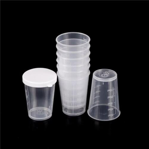 10Pcs/set 50ml Plastic Graduated Laboratory Bottle Lab Test Measuring Container Cups with Cap Plastic Liquid Measuring Cups