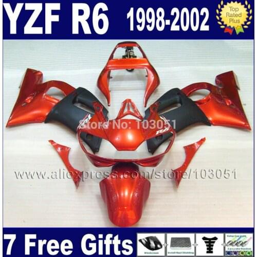Custom ABS fairings for YAMAHA 1998 1999 2001 2002 R6 orange matt black YZF R6 98 99 00 01 02 motorcycle Fairing set