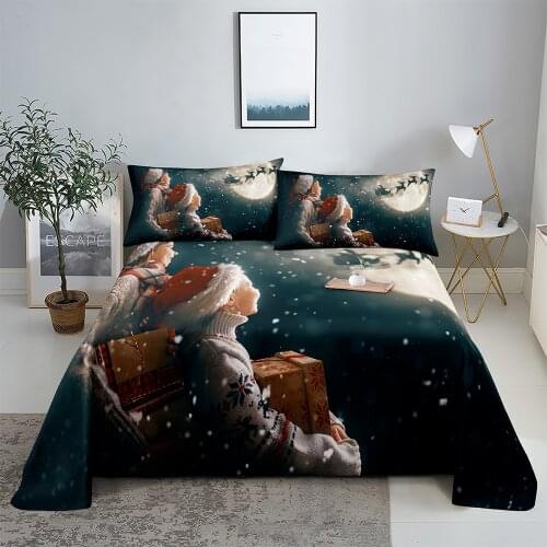 Admire The Full Moon 0.9/1.2/1.5/1.8/2.0m Digital Printing Polyester Bed Flat Sheet With Pillowcase Print Bedding Set