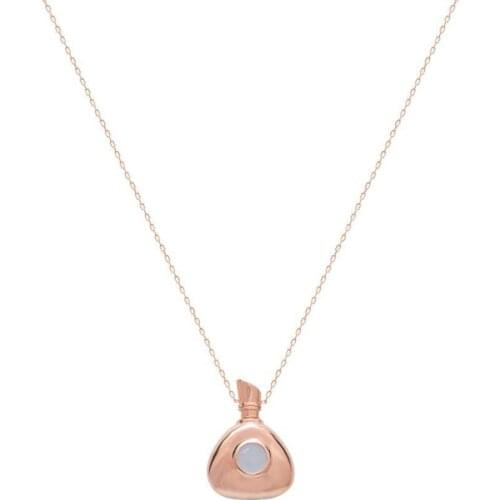 Silver Thick Chain Mid-Large Transparent One Cubic Zirconia Perfume Bottle Of necklace, best present options For Your Loved ones