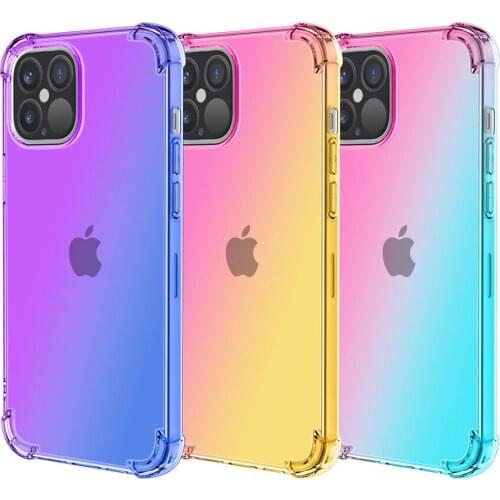 50pcs Air Cushion Gradient Soft TPU Silicone Clear Case For iPhone 13 Pro Max 12 Mini 11 XS XR X 8 7 6 Plus SE Shockproof Cover
