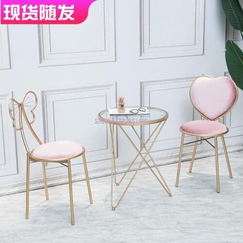 Nordic Simple Modern Coffee Shop Milk Tea Shop Tables And Chairs Creative Glass Iron Tea Table Net Red Edge Table
