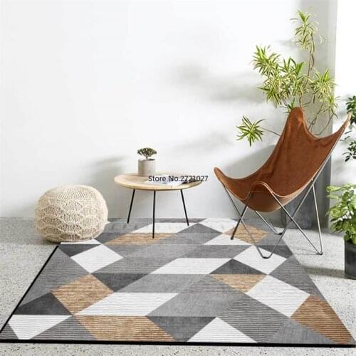 Nordic Geometric Rhombus Brown Gray Carpet Living Room Simple Carpet for Table Bedroom Bedside Cushion Floor Mat