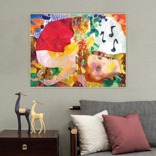 Dana Schutz《Crapping,Braiding And Whistling》Abstract Canvas Art Oil Painting Poster Picture Wall Hanging Decor Home Decoration