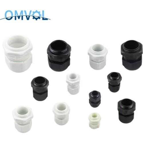 PG7 PG9 PG11 PG13.5 PG16 PG21 PG25 PG29 Black/White Plastic Waterproof Cable Glands Joints