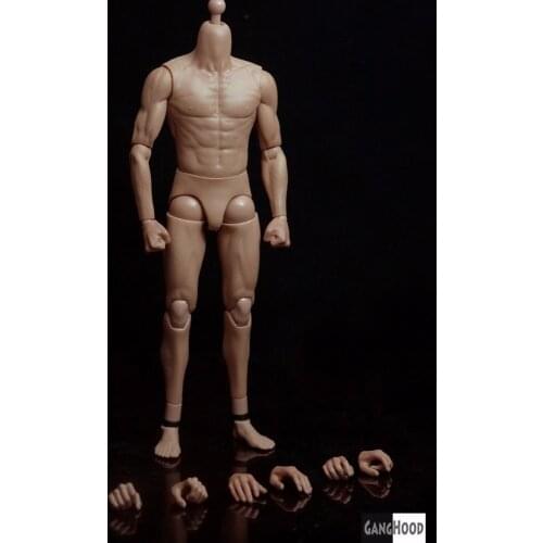 PER-SALE 1/6 Male Body G002 Bruce Lee Action Figure Seamless Muscle Body Fit for Head Sculpt 12" Toys With Extra Hands