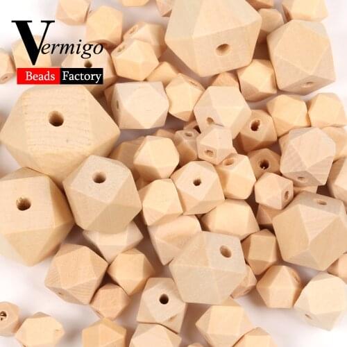 10-30mm Octagonal Wood Beads Natural Color Eco-Friendly Wooden Beads for Jewelry Making Diy Bracelet Baby Teether Pacifier Chain