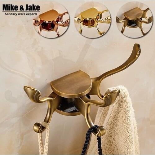 Free shipping Rotation three hooks antique wall clothes rack cloth hook wall hook Robe Hook for Bathroom Hanger Accessory Hanger