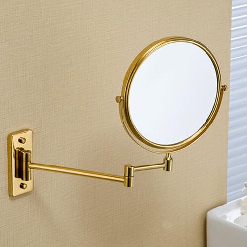 Gold brass wall makeup mirror 8 inch bathroom decorative mirror dressing-up mirror cosmetic mirror
