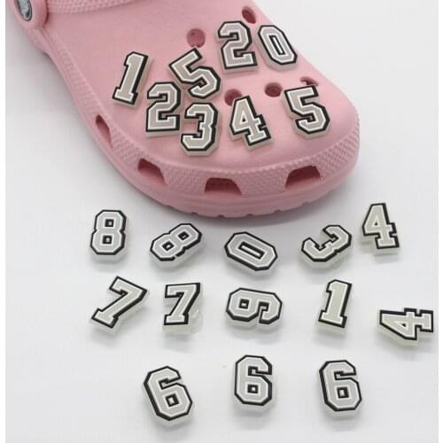 1pc 10 Luminous Numbers Shoe Charms Buckles Croc Jibz Accessories Decoration Wristband DIY For Clogs Garden Shoe Kids X-mas Gift