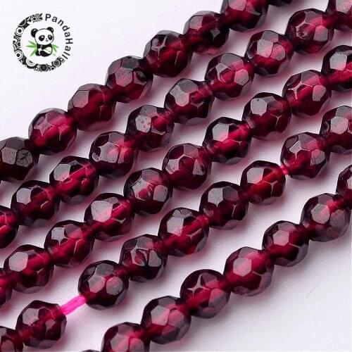 10 Strands Faceted Round Natural Garnet Bead Strands for Jewelry Making DIY Bracelet Necklace Supplies Hole: 0.5mm
