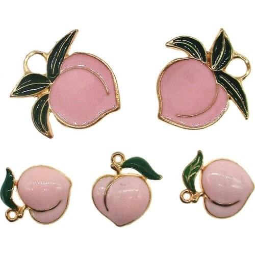 10pcs Fruit series of peaches Enamel peach Charms Oil Drop Zinc Alloy Floating Pendant For Fashion DIY Jewelry Accessories XL702