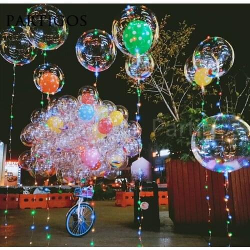 100pcs/lot 10/18/24 inch Transparent PVC Bubble Balloons Led Bobo Clear Helium without Light Globos Birthday Wedding Party Decor