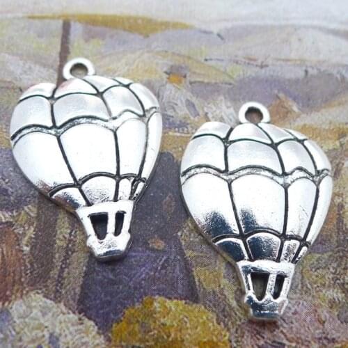 Newest 15Pieces17*25mm Mixed Alloy Antique Silver Color Hot Air Balloon Charms Bracelet Pendant Accessory For DIY Jewelry Making
