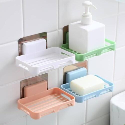 2Pcs Bathroom Shower Soaps Box Wall-mounted Soap Sponge Holder Storage Rack Soap Draining Holder Kitchen Hanging Soap Box