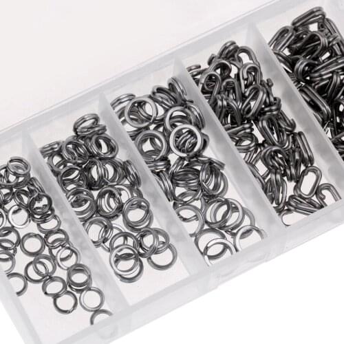 200pcs Oval & Round Fishing Split Ring Double Loop Connector Lure Baits Ring