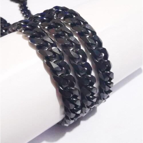 3meter lot wholesale stainless steel black 8mm curb Link chain jewelry finding chain marking DIY NECKLACE bags accessories
