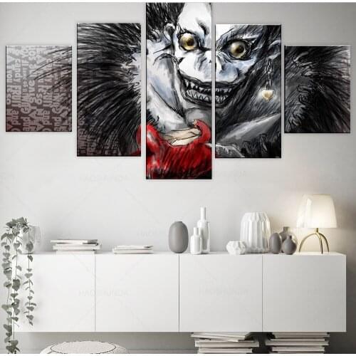 Framework 5 Piece HD Print Large Death Note Anime Painting Canvas Wall Art Picture Home Decoration Living Room Canvas Painting