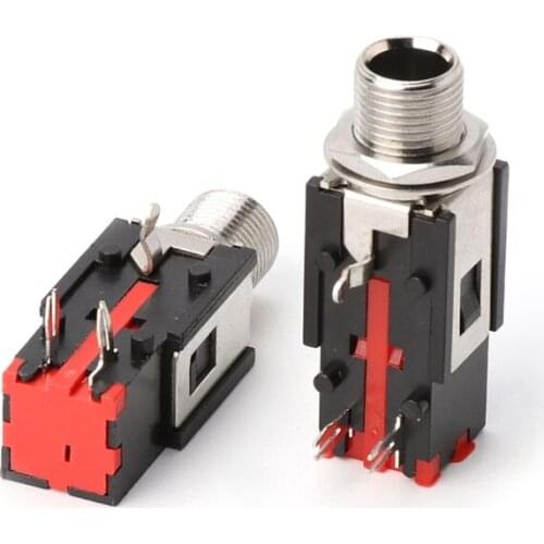 5PCS 6.35mm 1/4 2Pin Female Audio Stereo Phone Jack Headphone Socket Connector 50LA
