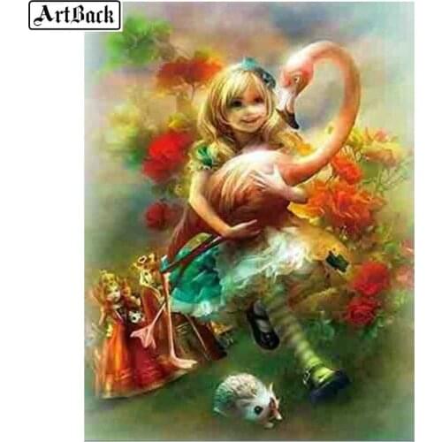 5d diamond painting girl flamingo full square drill mosaic sticker new arrival 3d rhinestone diamond embroidery fairy pattern