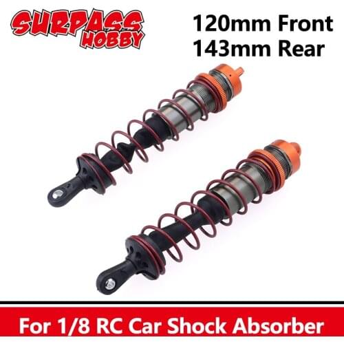 2PCS 120mm Front 143mm Rear Shock Absorber Oil Filled Aluminum Damper Suspension for 1/8 RC Car JLB HSP EM Racing DHK HPI Redcat
