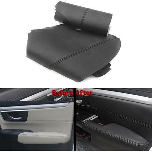 BBQ@FUKA New Car Interior Accessory 4 pcs PU Leather Car Door Panel Part Surface Shell Cover Trim For Honda CRV 2017