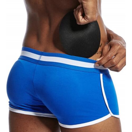Fashoin Men Padded Boxers Shorts Underwear Butt and Front Removable Pad Push Up Cup Bulge Enhancing Bikini Mens Underpants