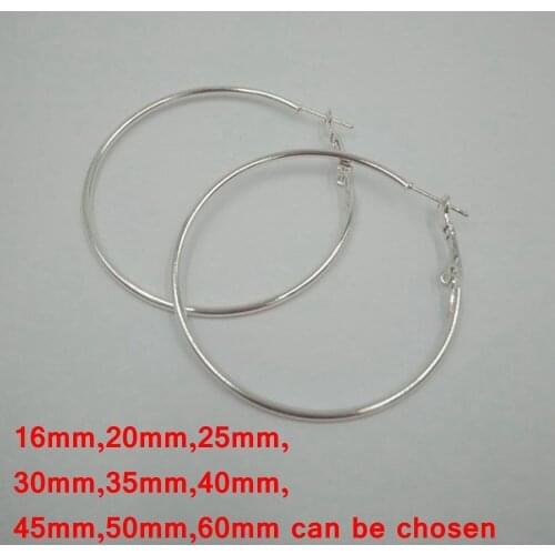 Large circle hoop earring findings silver color 16-60mm earring hooks wires for jewelry making HEF001